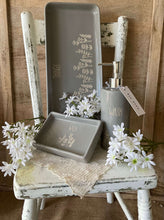 Load image into Gallery viewer, Rae Dunn Ceramic Bathroom Organisers- Grey floral
