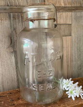 Load image into Gallery viewer, Large Antique ATLAS E-Z Seal 1/2 Gallon Wire Bale Mason Jar