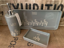 Load image into Gallery viewer, Rae Dunn Ceramic Bathroom Organisers- Grey floral