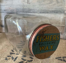Load image into Gallery viewer, Large Vintage Fisher's Wax Jar