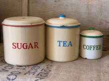 Load image into Gallery viewer, Vintage Enamel Canisters (set of 3)
