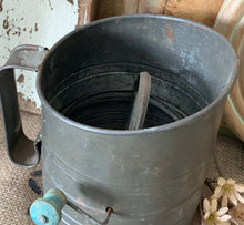 Load image into Gallery viewer, Old Kande Flour Sifter with Blue handle c.1920
