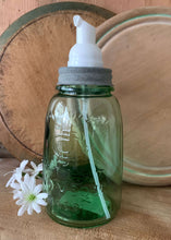 Load image into Gallery viewer, Foaming Soap Dispenser- Mason Jar inspired/ Green Glass
