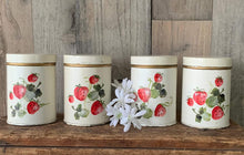 Load image into Gallery viewer, Set of 4 Vintage Tins with Strawberries
