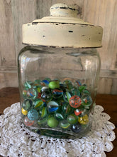 Load image into Gallery viewer, Old Jar with Faux Painted Lid/Bags of Marbles
