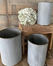 Load image into Gallery viewer, Farmhouse Inspired Galvanised Planters/Round Pots
