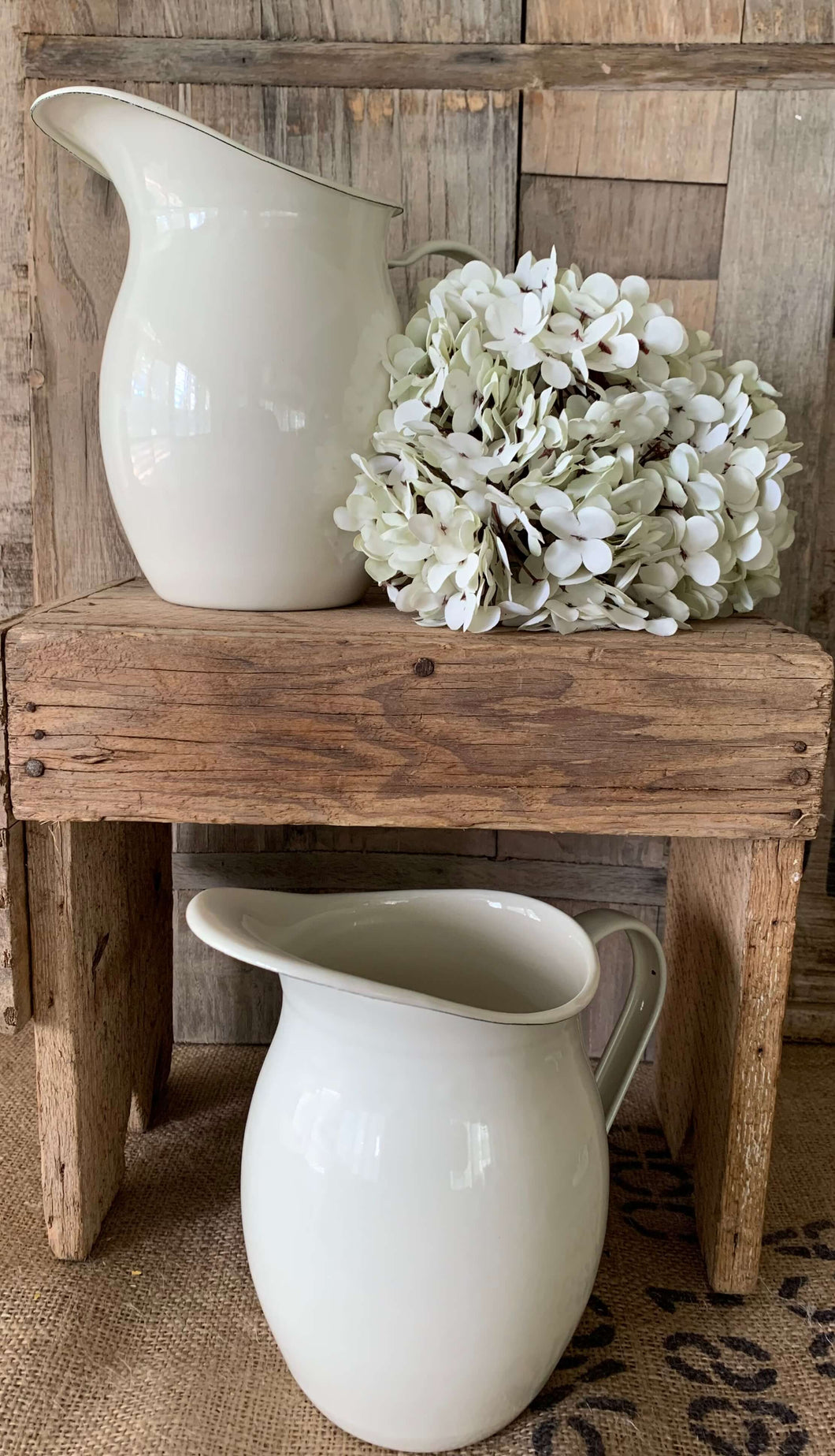 Cream Enamel Farmhouse Jug/Pitcher