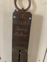 Load image into Gallery viewer, Vintage Hanging &quot;Trojan&quot; Brass Spring Balance&quot; Scales #1030
