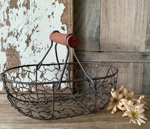 Load image into Gallery viewer, Small Farmhouse Wire basket with Timber Handle
