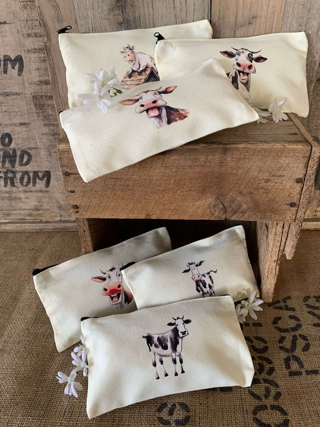 Multipurpose Zippered Bags- Cows