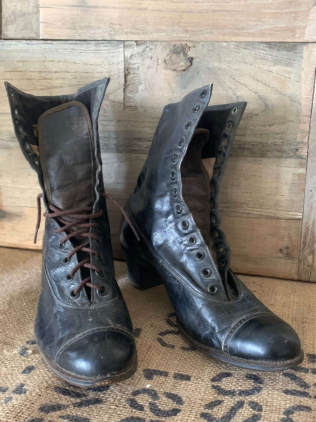 Old Black Leather Boots