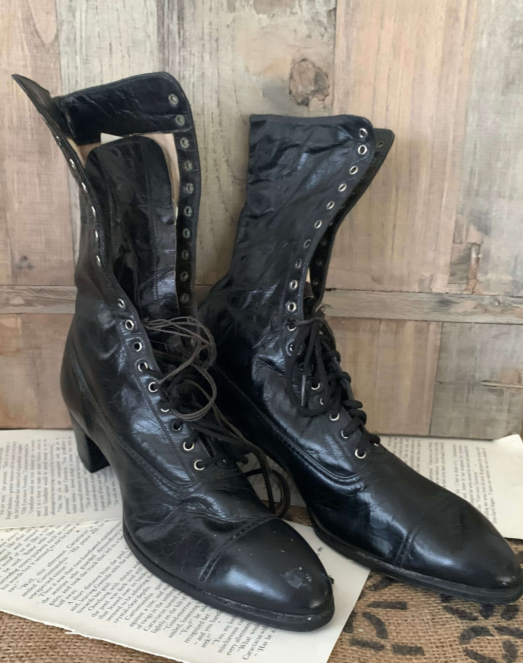 Old Black Leather Boots