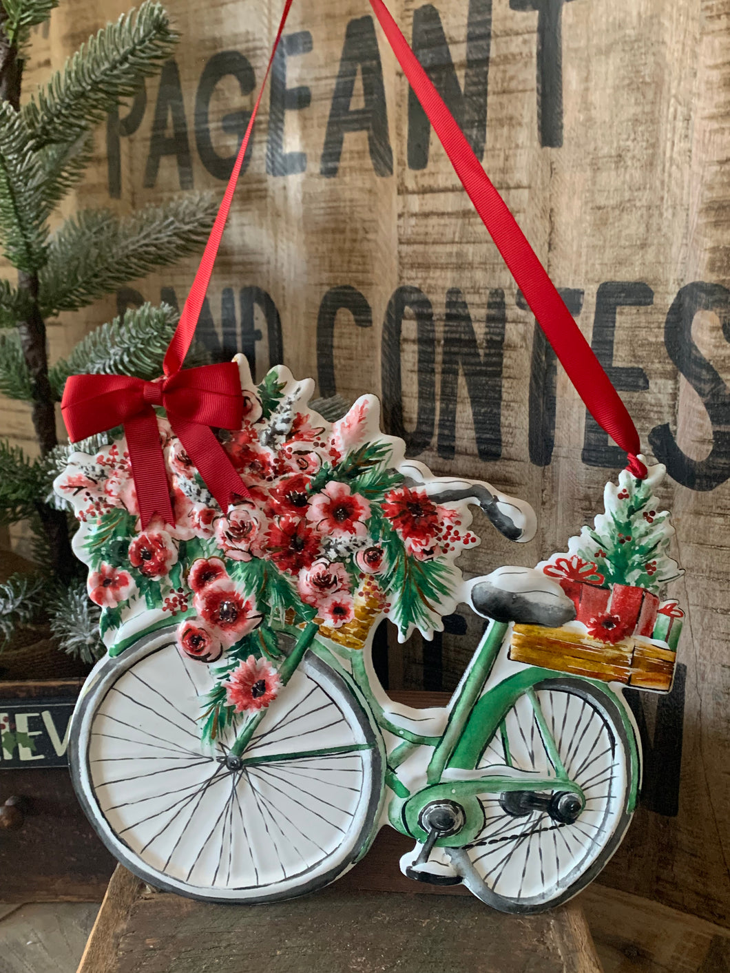 Enamel Christmas Bike Hanger