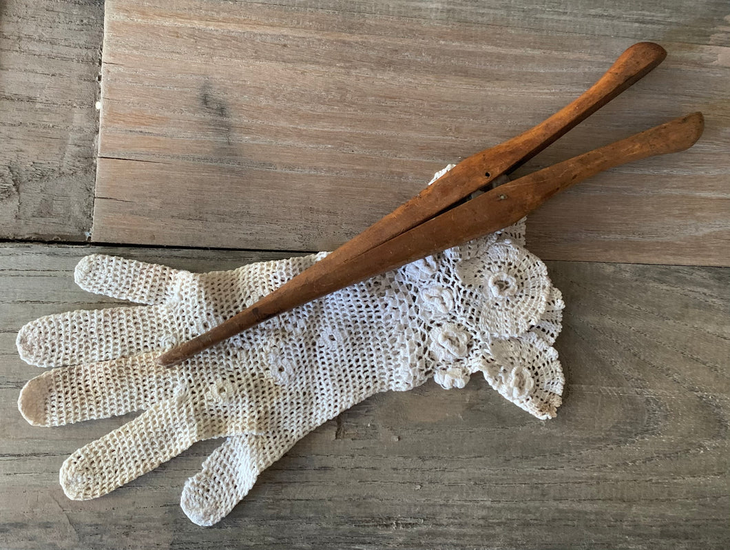 Antique Glove Stretcher and Lace Glove