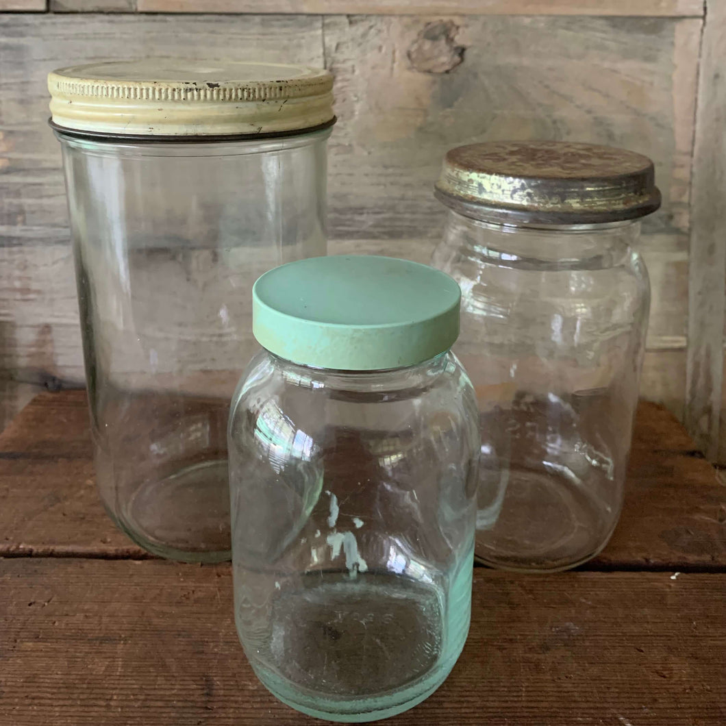 Set of 3 Rustic Vintage Jars