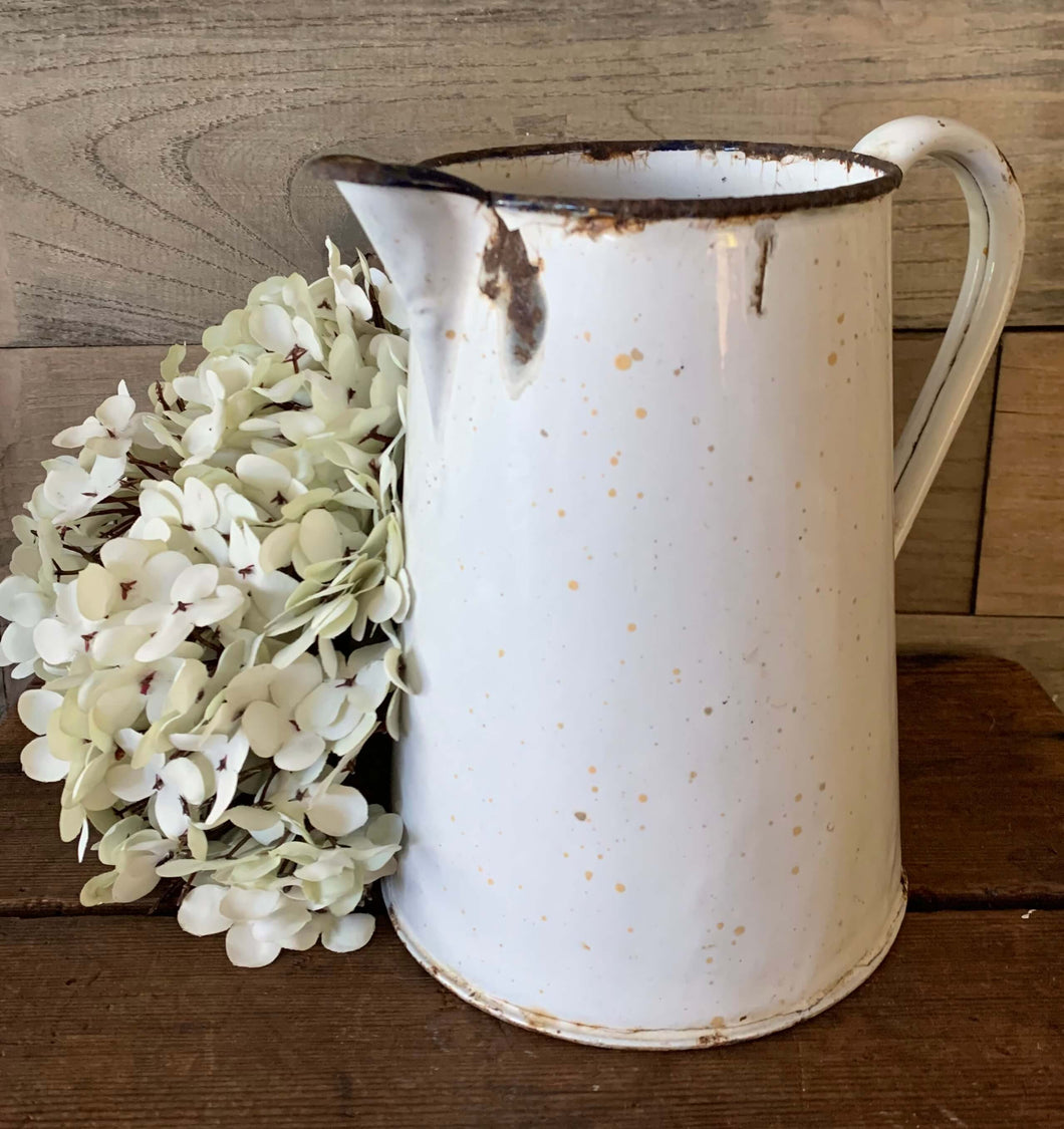Farmhouse White Enamel Jug