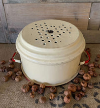 Load image into Gallery viewer, Vintage Cream and Red Enamel Straigh SIded Strainer/Colander
