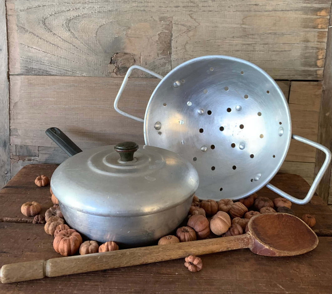 Vintage Toy Colander and Lidded Pan
