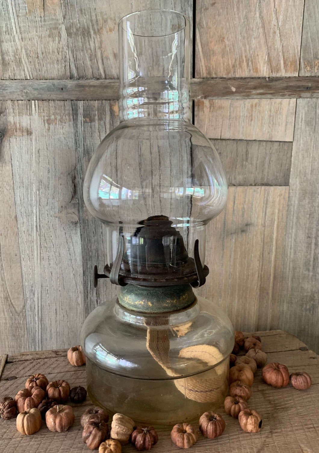 Vintage Clear Glass Kerosine Lamp