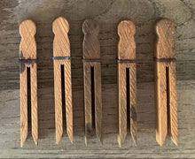 Load image into Gallery viewer, Vintage Timber &amp; Wire Laundry Pegs
