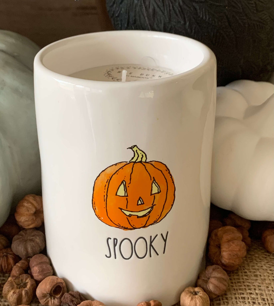 Rae Dunn Halloween “Spooky” 13.2oz candle - Pumpkin Pie