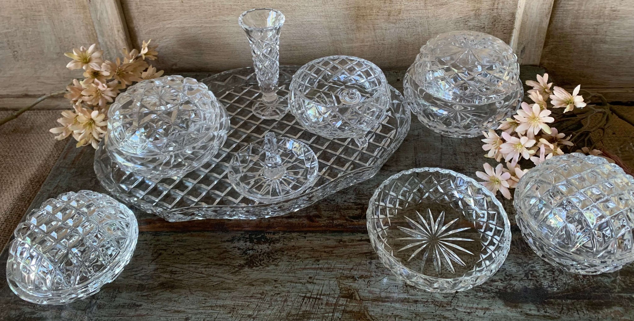 Vintage Crystal Dressing Table set and extras