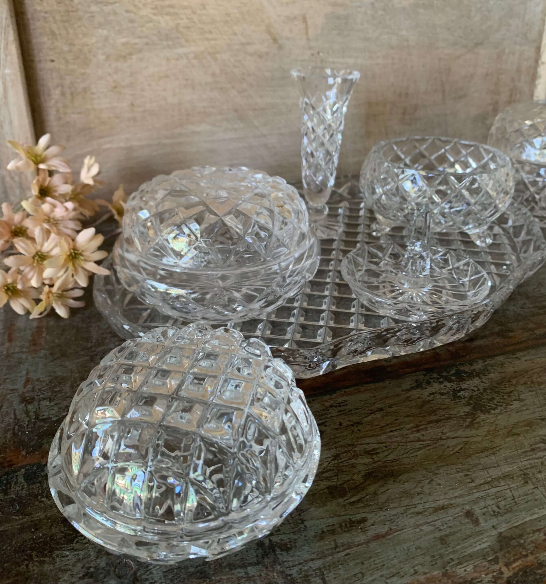 Vintage Crystal Dressing Table set and extras